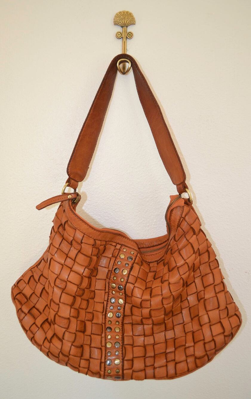 Marta Ponti Basket Woven Leather Shoulder Bag